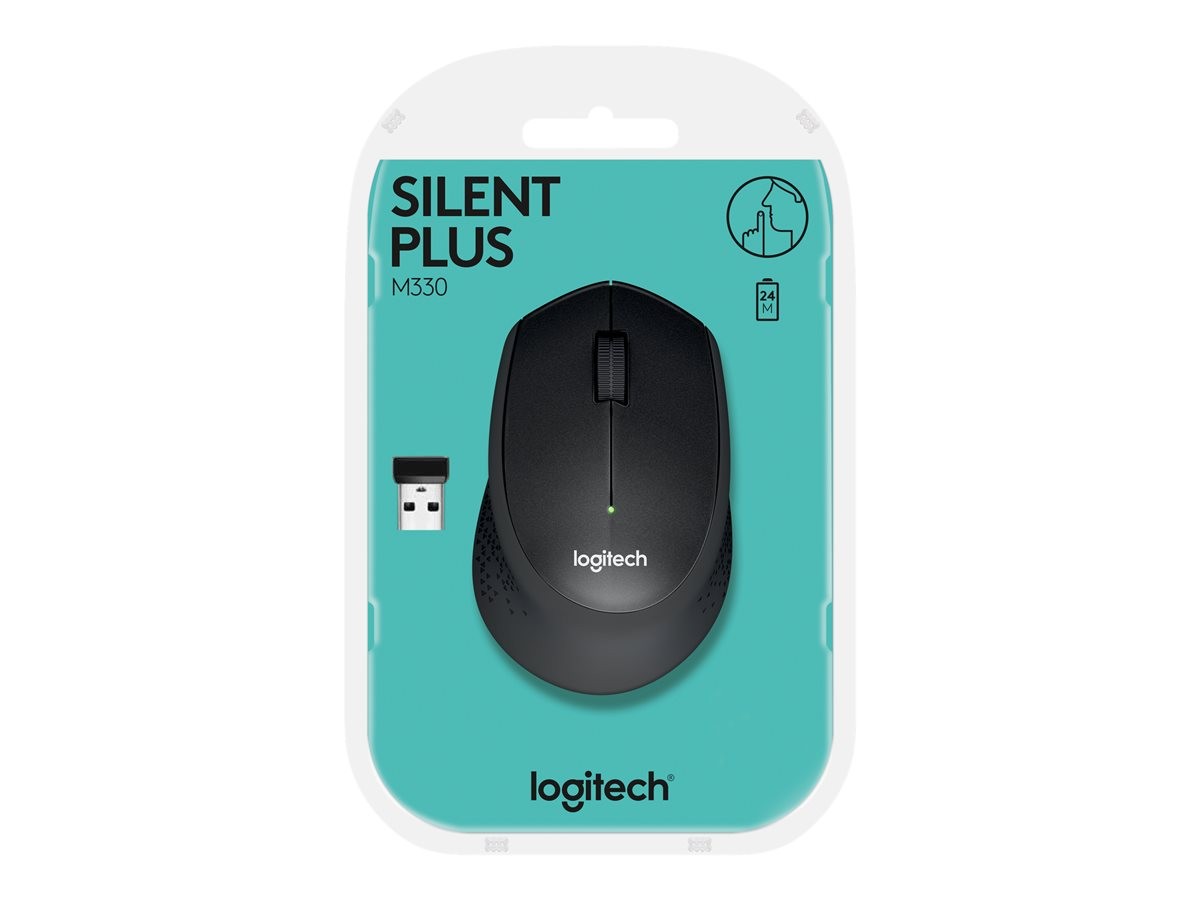 Logitech - M330 Mouse USB Optical Black Wireless