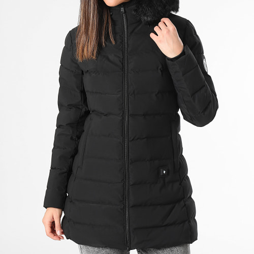 Doudoune Chauffante Capuche Fourrure Femme Stockholm Blanc Noir