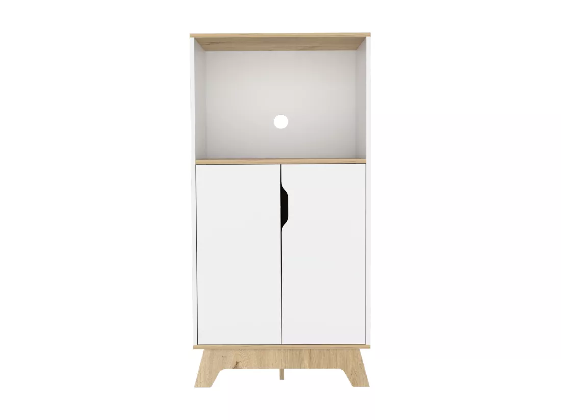 Meubles au micro-ondes Z65, avec placard à deux notes, 130 cm à x 65 cm le x 40 cm P, dune / blanc