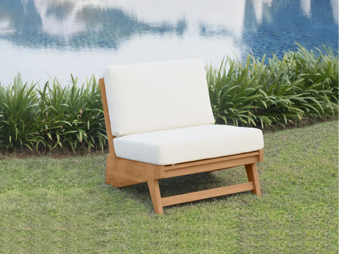 Fauteuil de jardin en teck - Naturel clair et blanc - LOMANIS de MYLIA