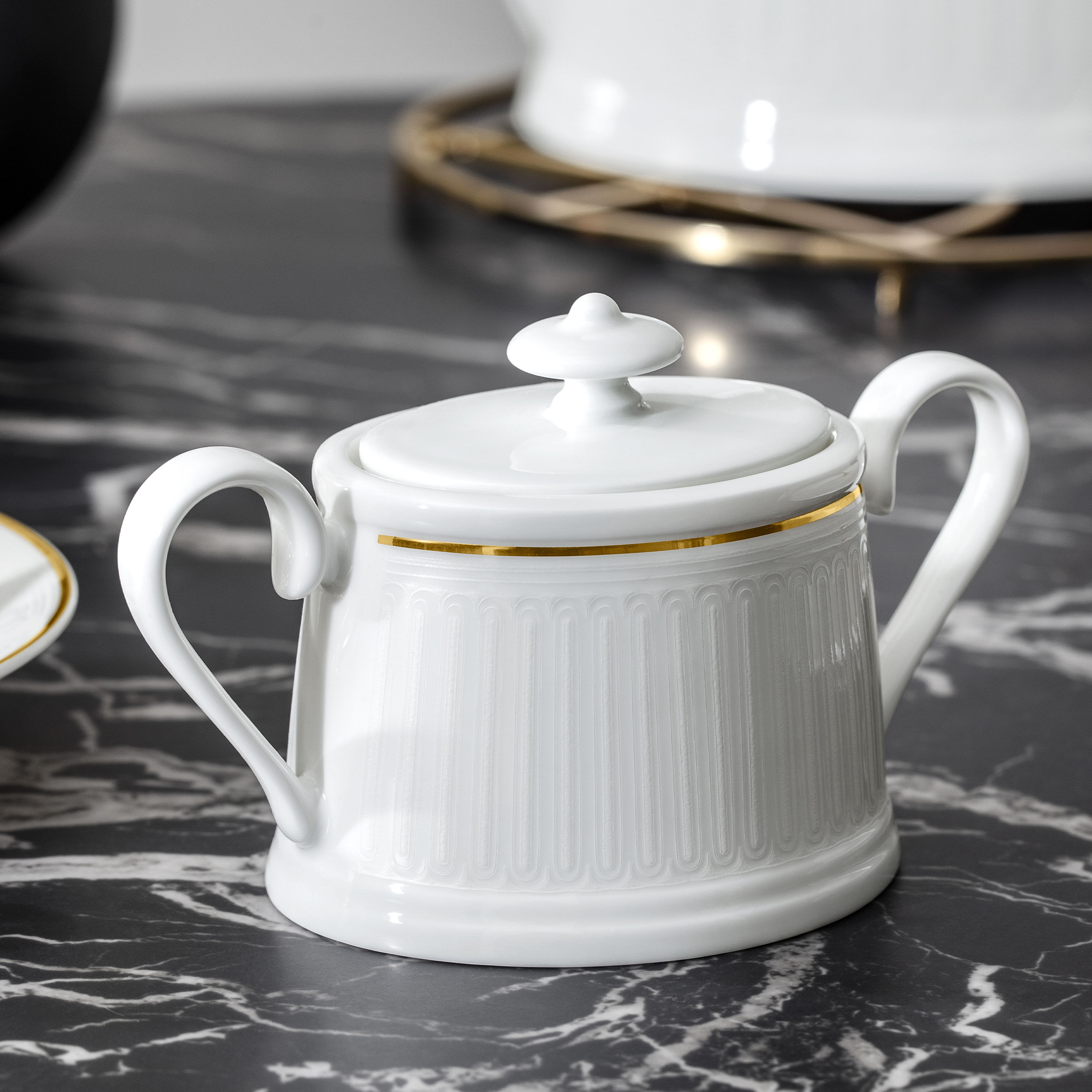 Chateau Septfontaines Sugar bowl White, 5.8 oz, Premium Bone Porcelain