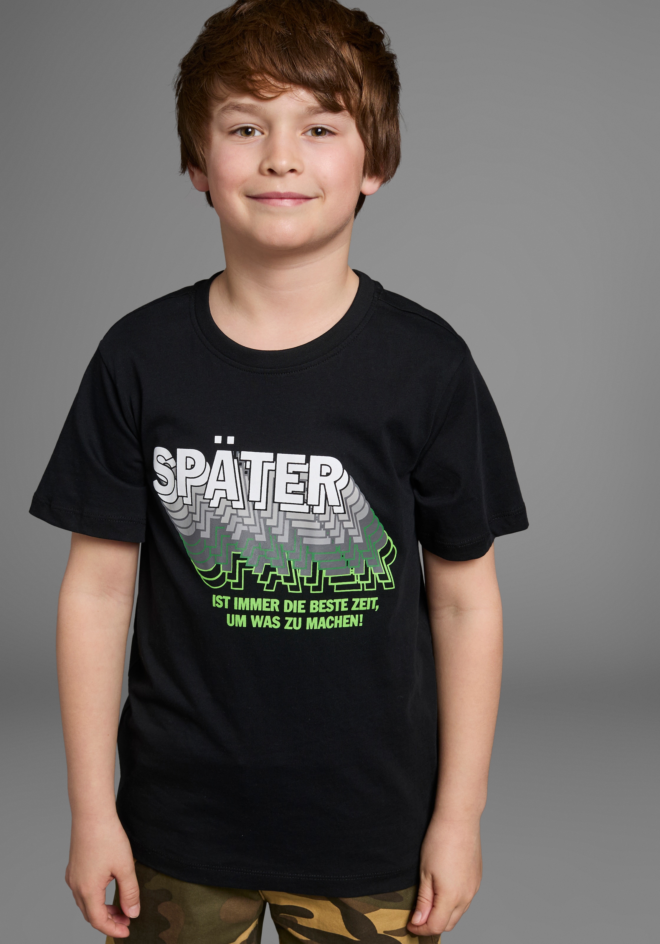 KIDSWORLD T-Shirt »SPÄTER......«, Kurzarm,  perfekte Passform,  mit coolen Statements und Sprüchen