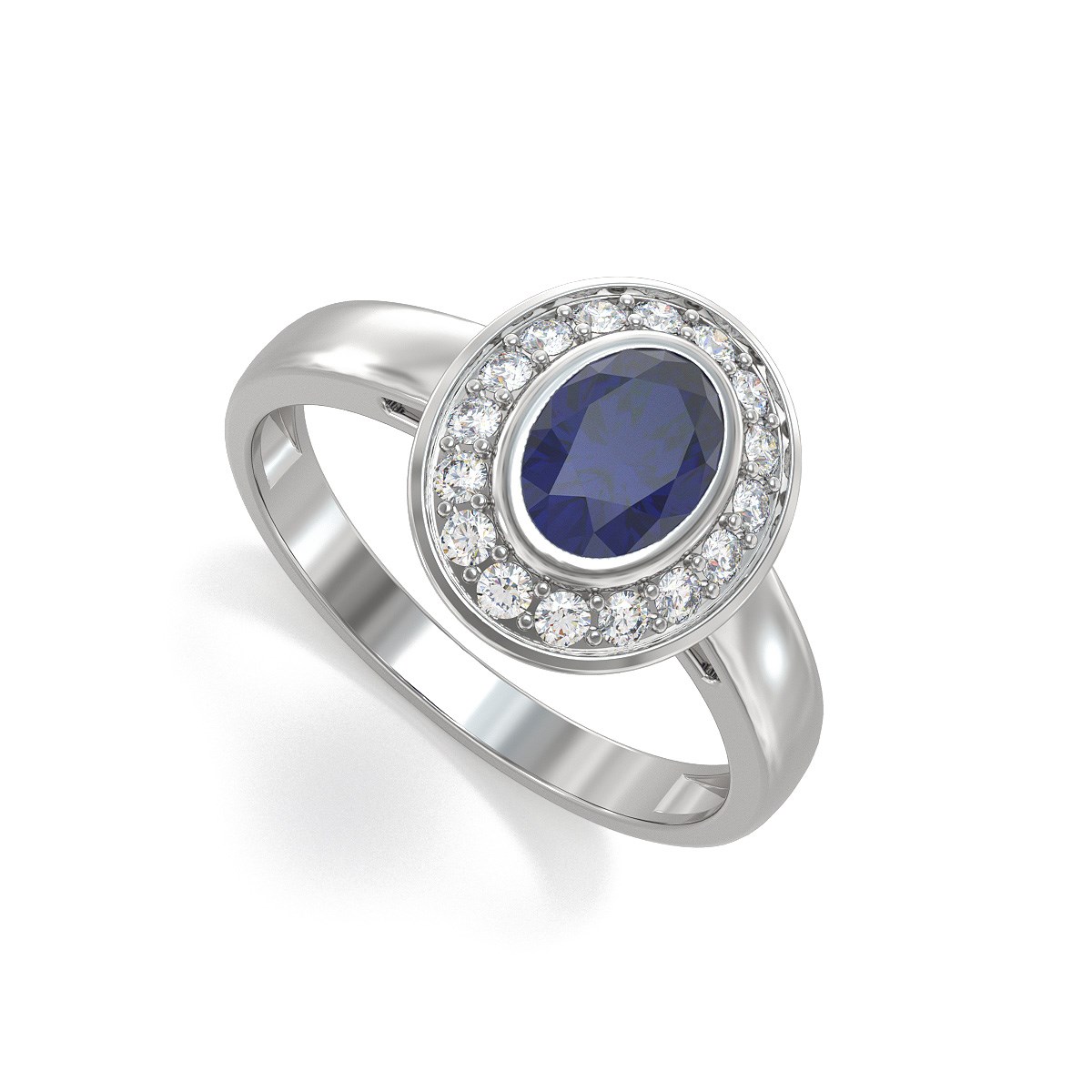 Bague Saphir et diamants sur Argent 925 2.788grs