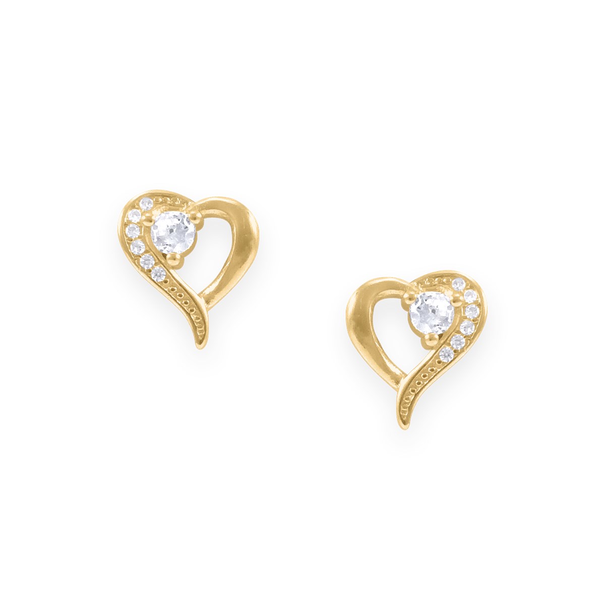 Boucles d'oreilles coeur plaquées or avec oxydes de zirconium