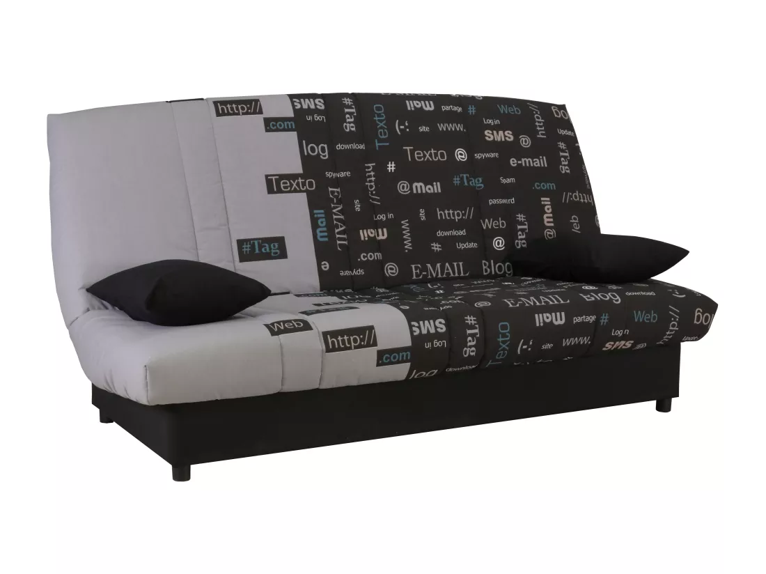 Canapé convertible clic-clac en tissu imprimé web noir FARWEST