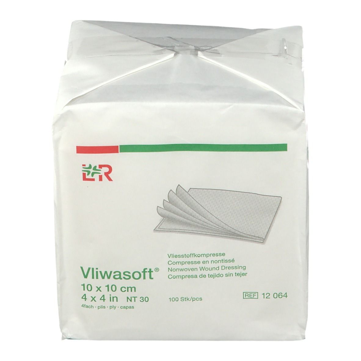 Vliwasoft® Vliesstoffkompresse 10 cm x 10 cm 4lagig unsteril