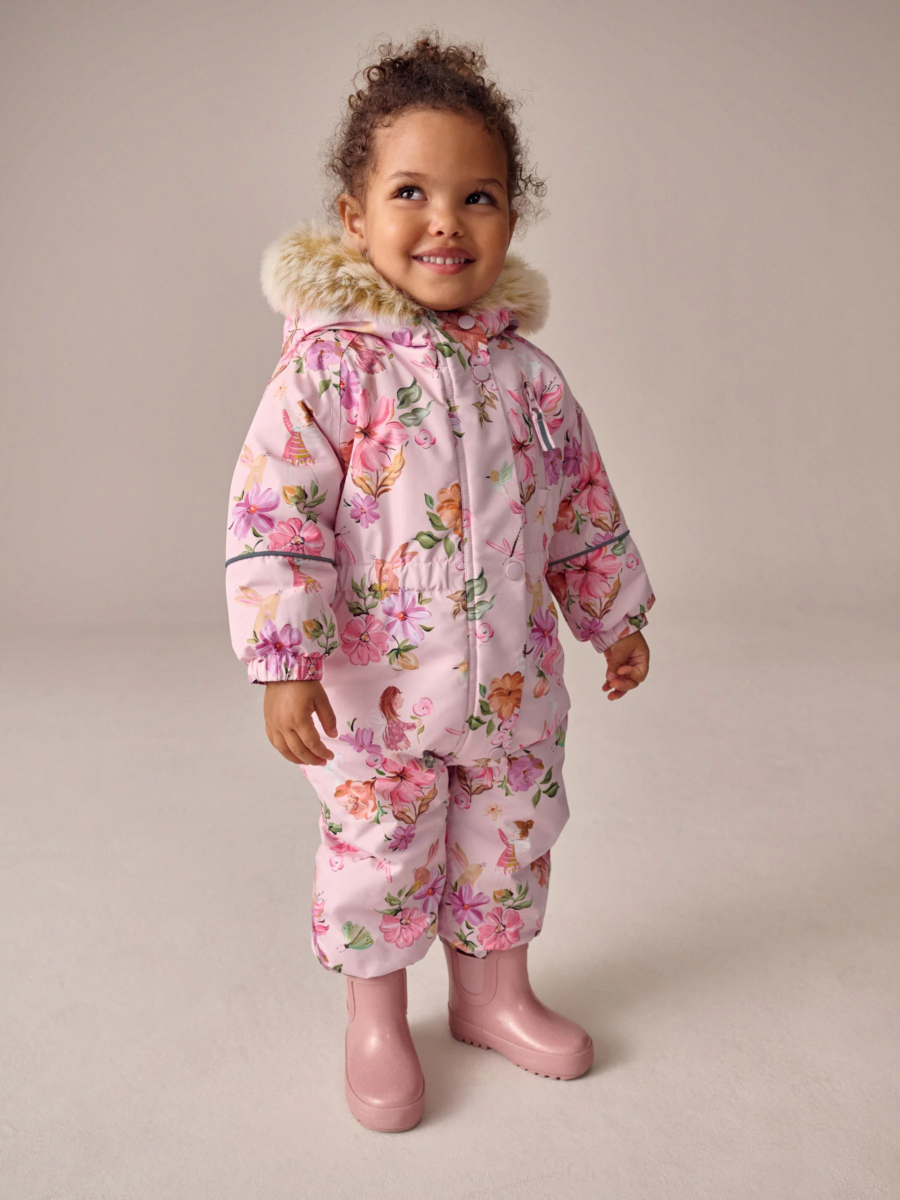 Roze met elfjes - Waterdicht sneeuwpak met print (3mnd-7jr)