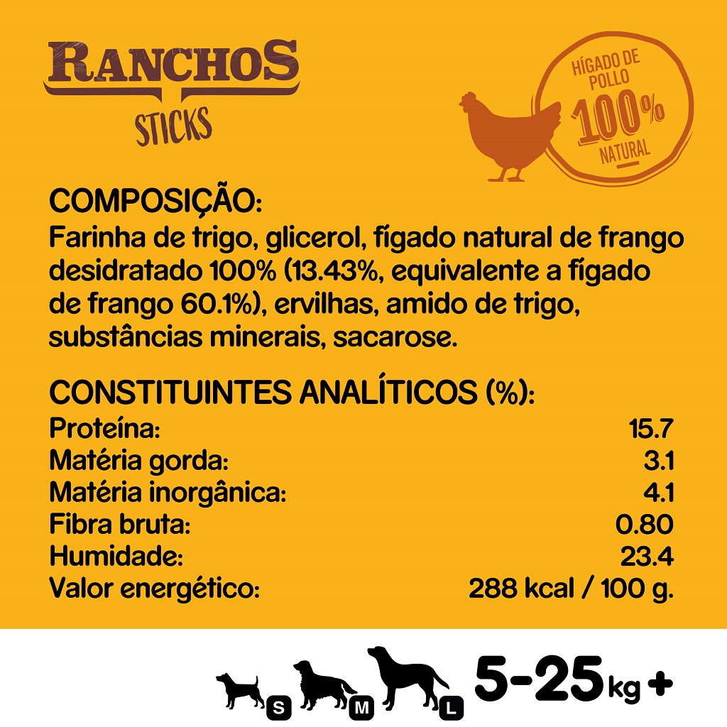 SNACKS PARA CÃO PEDIGREE RANCHOS STICKS FRANGO 60G