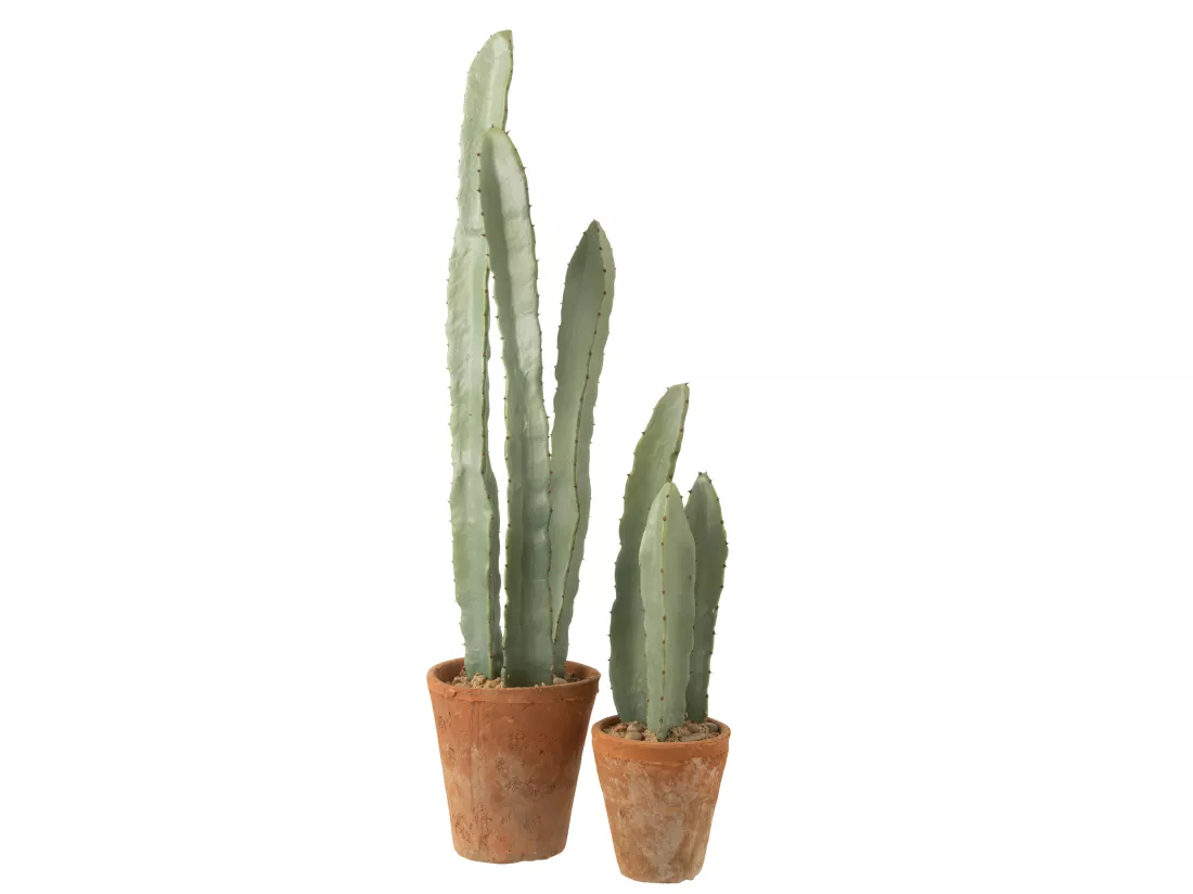 Cactus 3 parties en pot plastique vert 18x18x81cm