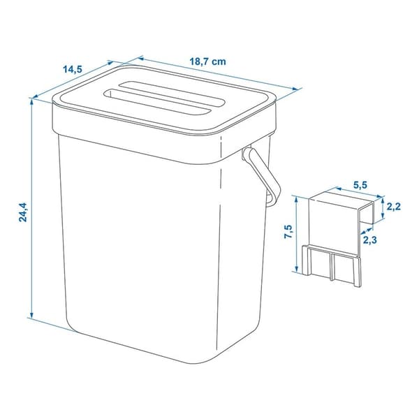 Avfallsbeholder med lokk 5L for campingvogn/bobil