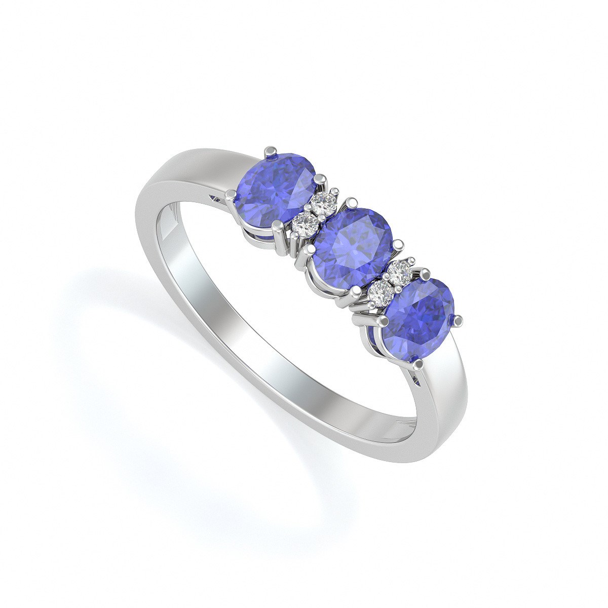 Bague ADEN Or 585 Blanc Tanzanite et diamants 2.25grs