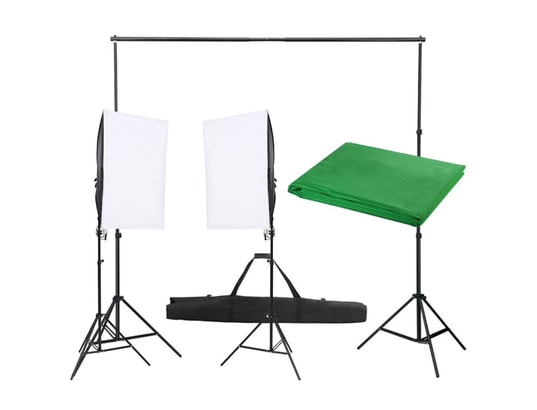 VIDAXL - Flash Kit de studio photo avec éclairage et toile de fond