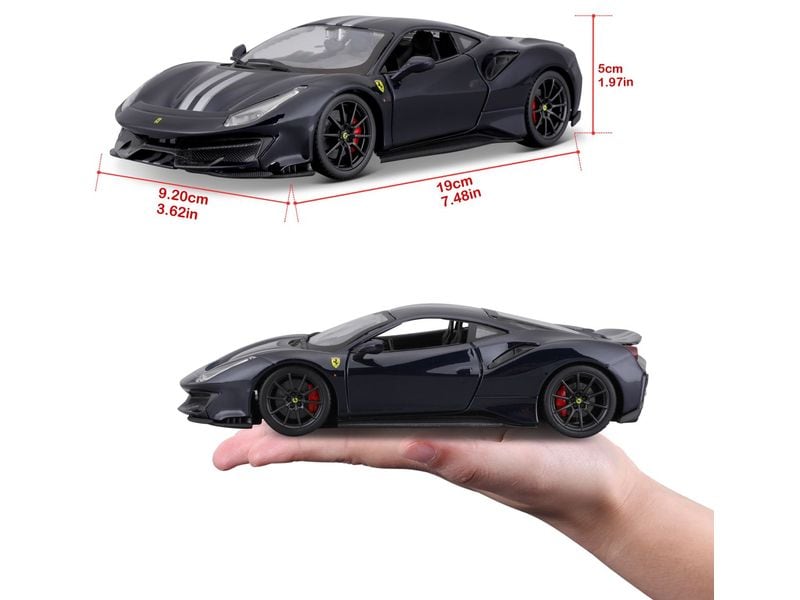 BBurago Ferrari R&P 488 Pista Schwarz 1:24 Sammlermodell im Massstab 1:24