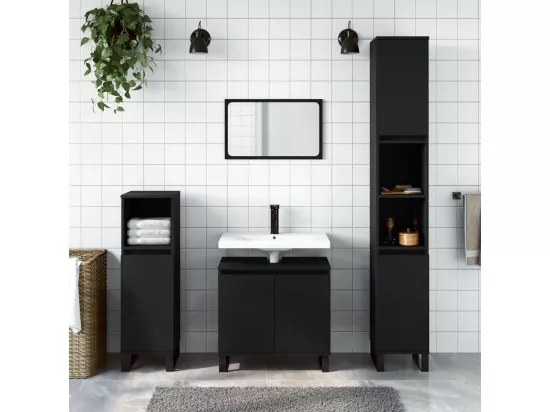 Armoire de salle de bain noir 58x33x60 cm bois d'ingénierie