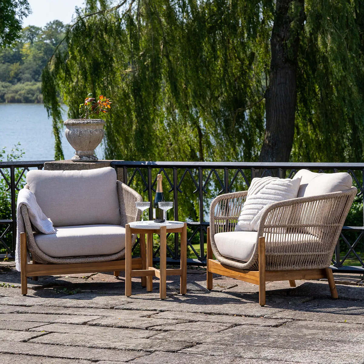 Tuin loungeset Teresa 3-delig - met zitkussens Beige