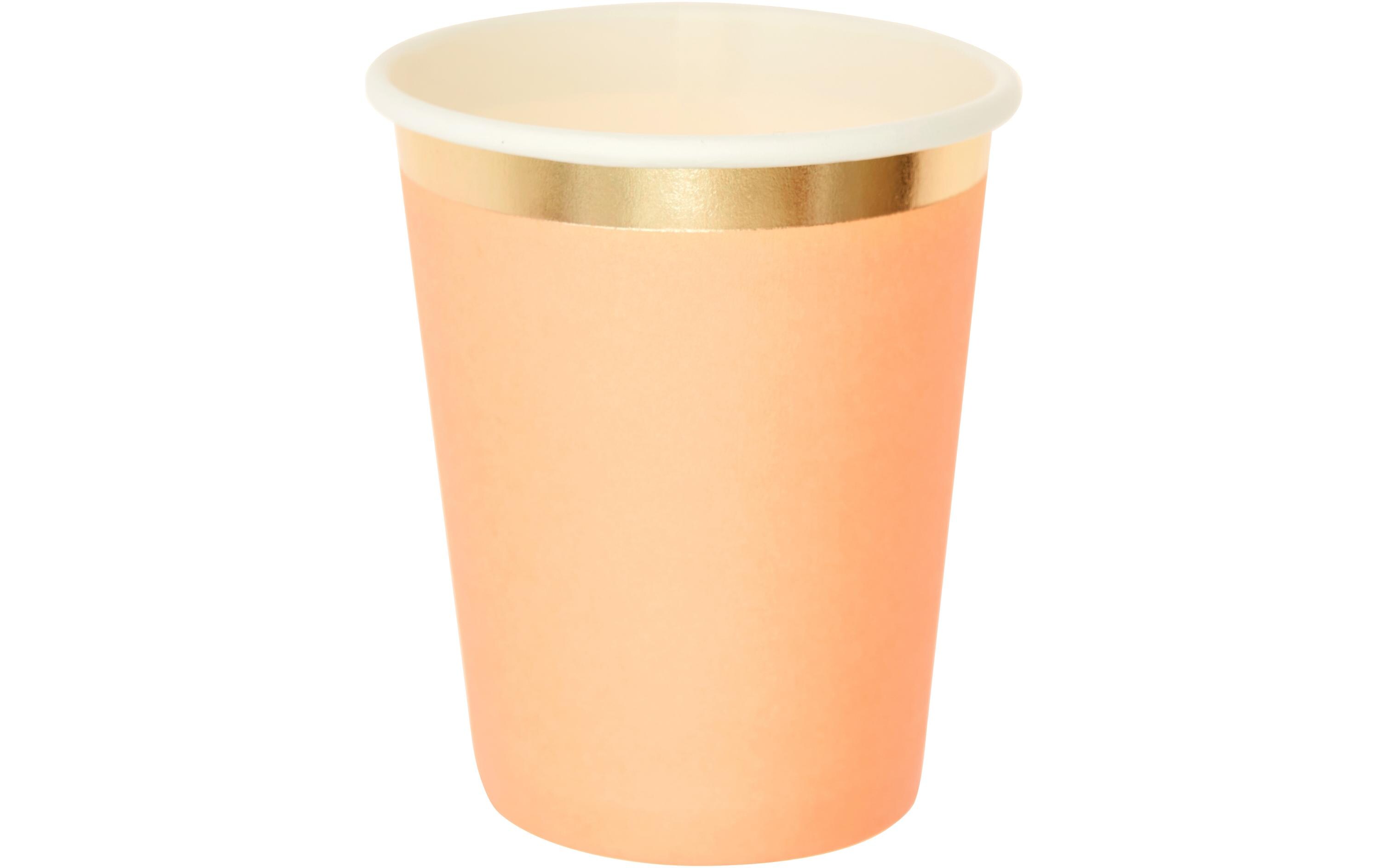 Einwegbecher 250 ml 10 Stück, Aprikose/GoldPappbecher mit Hot Foil Veredelung