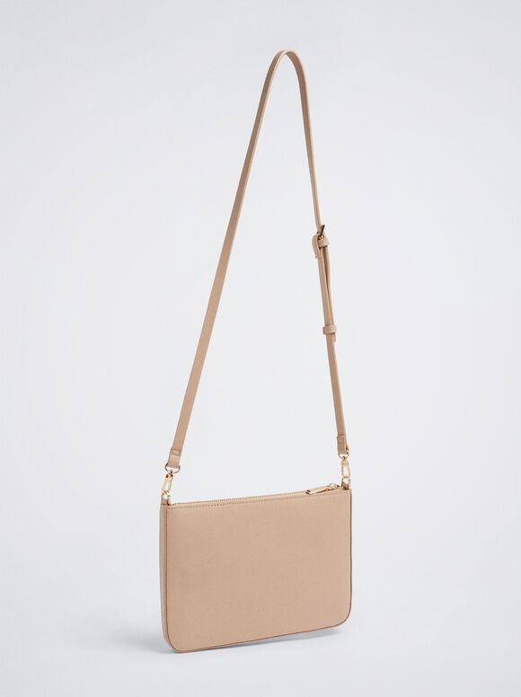 Bolso Bandolera Com Bolsillo Exterior - Camelo