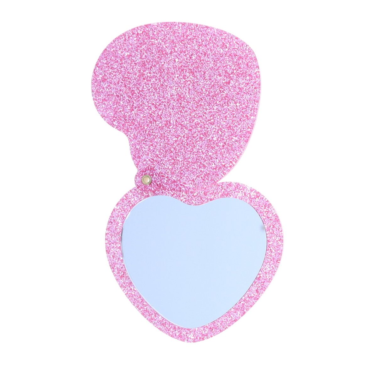 Miroir de poche cœur rose à paillettes Roodoudou