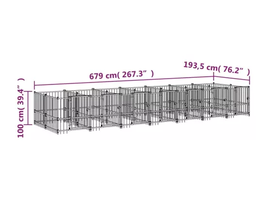 Chenil cage enclos pac noire 679 x 193.5 x 100 cm 02_0041787