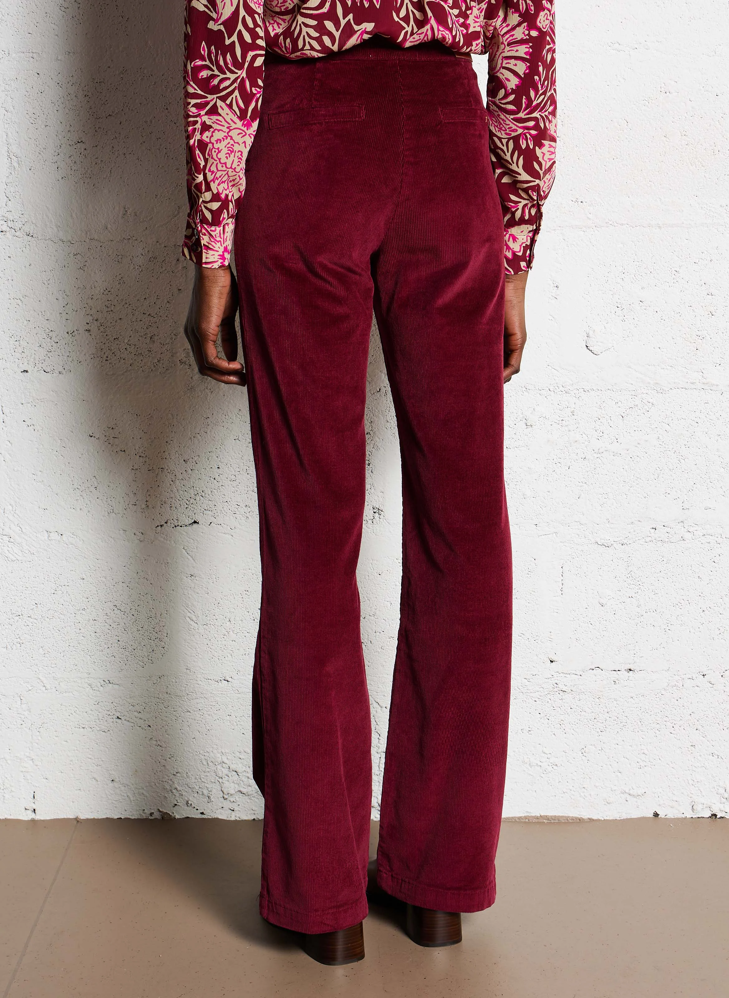 PAULIE - Pantalon droit en velours côtelé | Rose