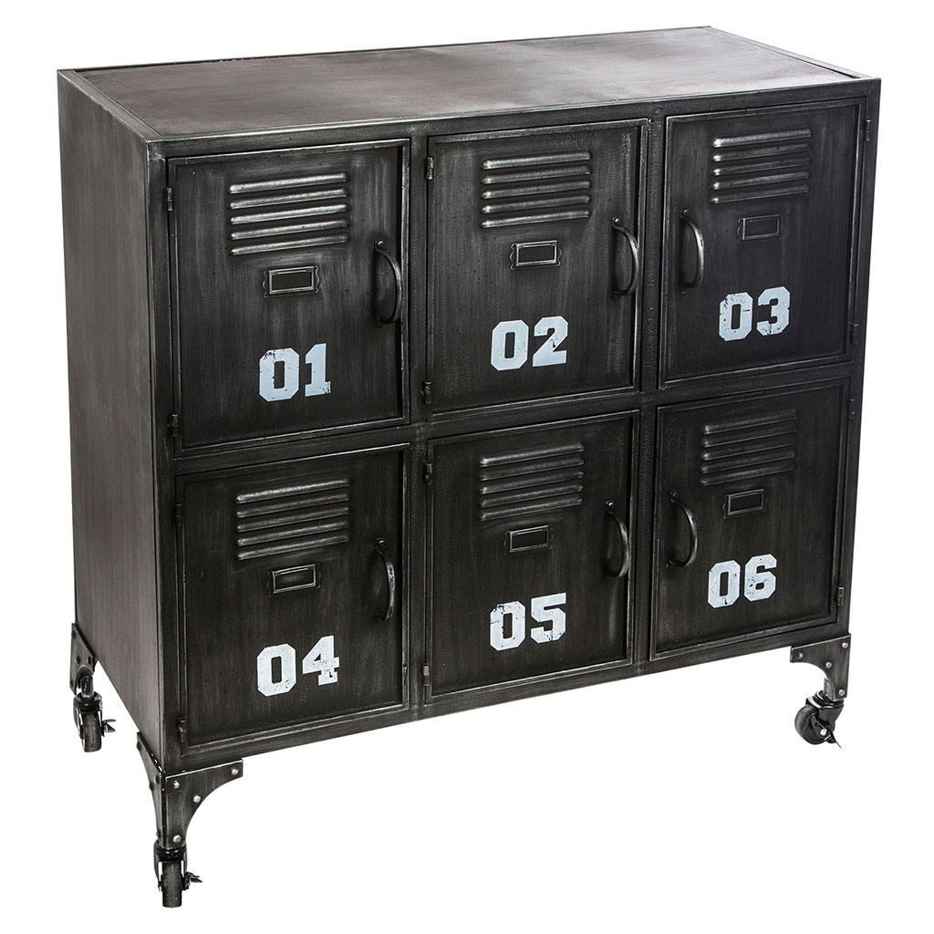 Buffet métal noir 6 portes SEVIN 90x88.5x35cm