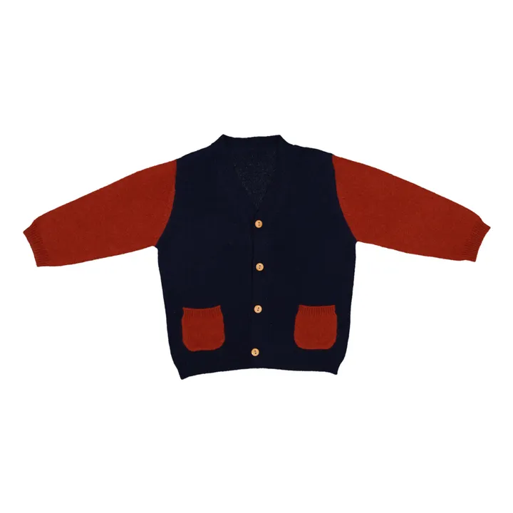 Les lutins Cardigan Cachemire Rayures Louis | Bleu marine