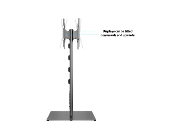 Multibrackets M Public Display Stand 180 HD Back to Back Black w. Floorbase - Stativ - for 2 LCD displays - aluminium, stål - sort - skærmstørrelse: 55
