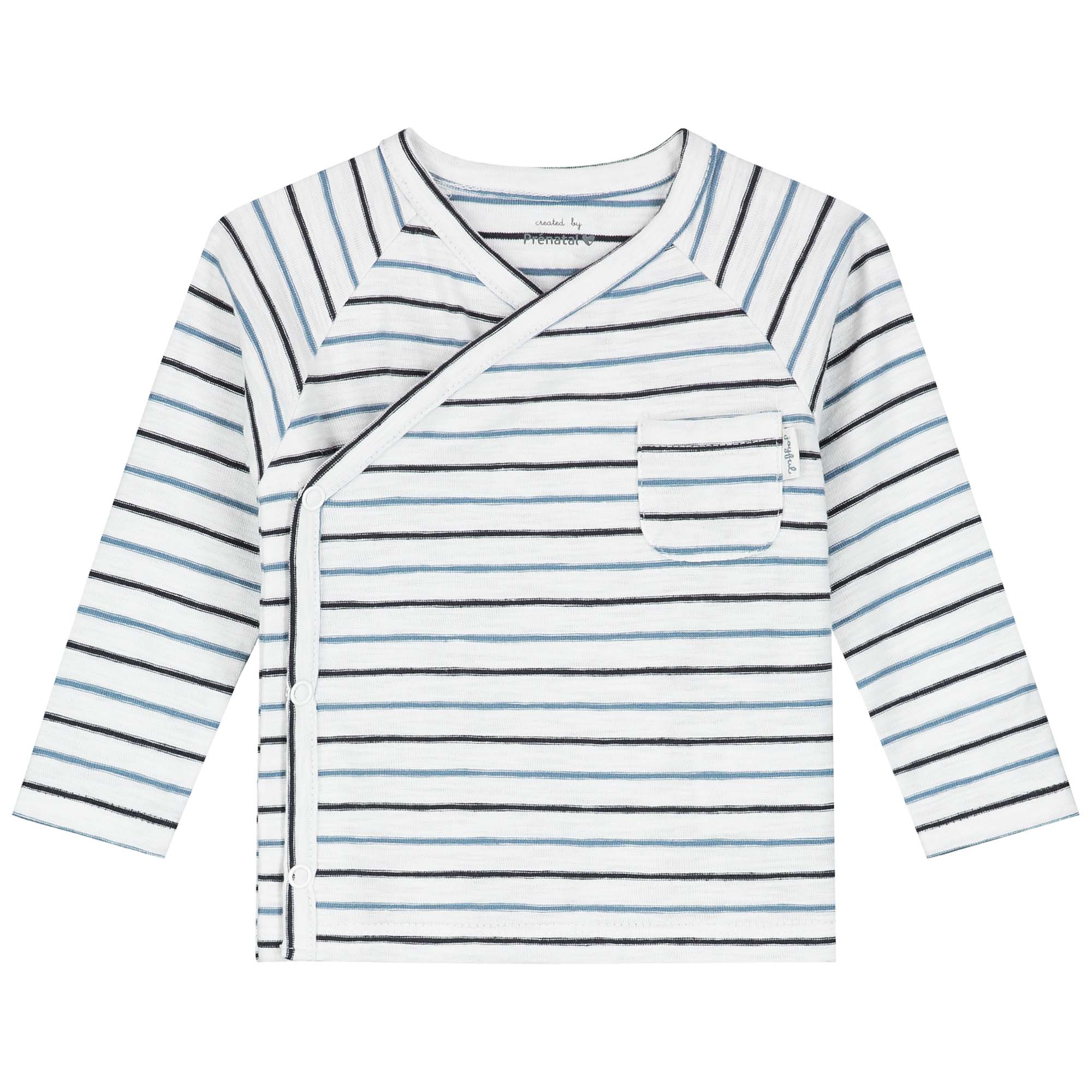 Prénatal newborn overslagshirt lange mouwen strepen wit