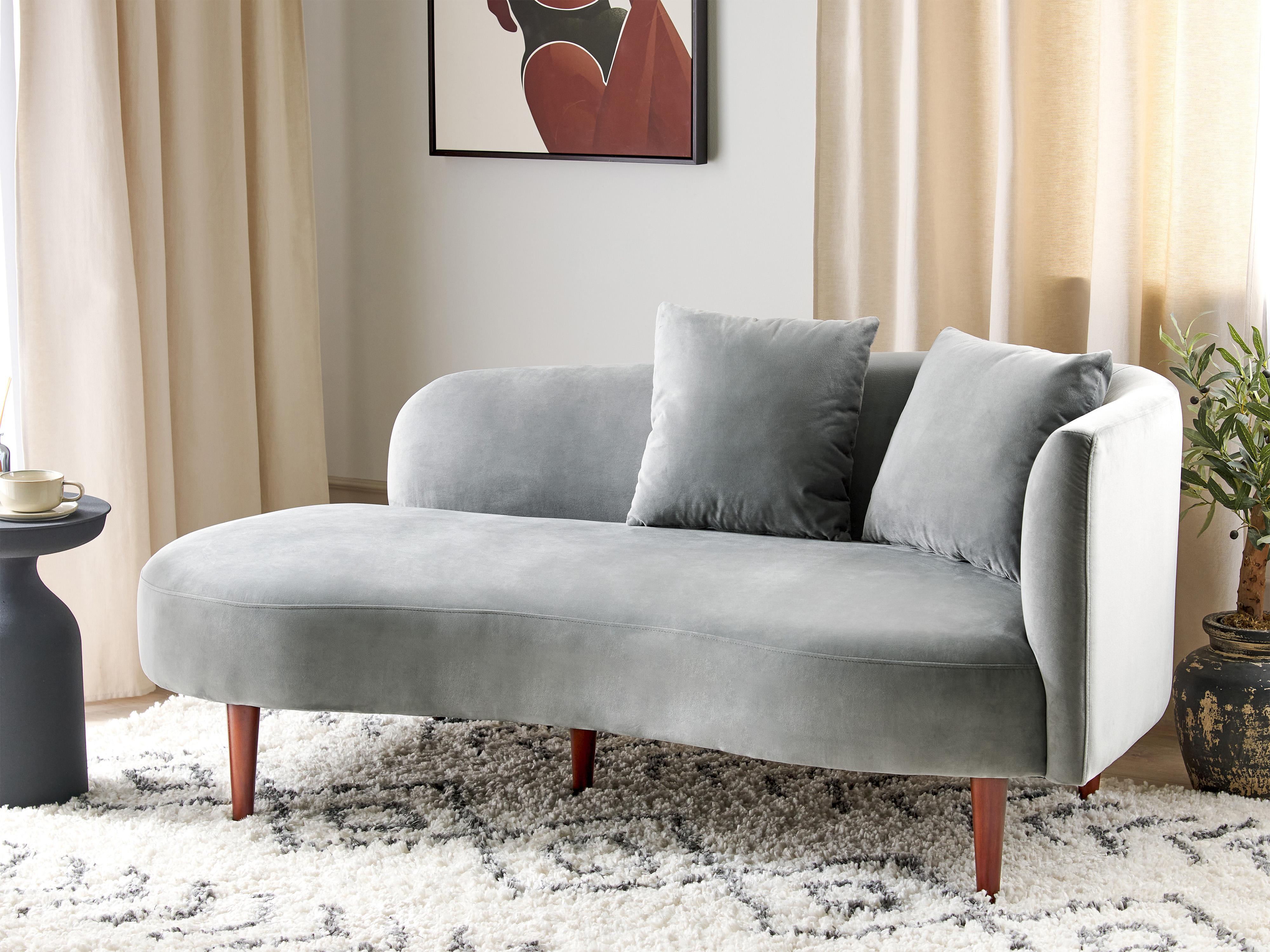Rechtszijdige chaise longue CHAUMONT Fluweel Lichtgrijs