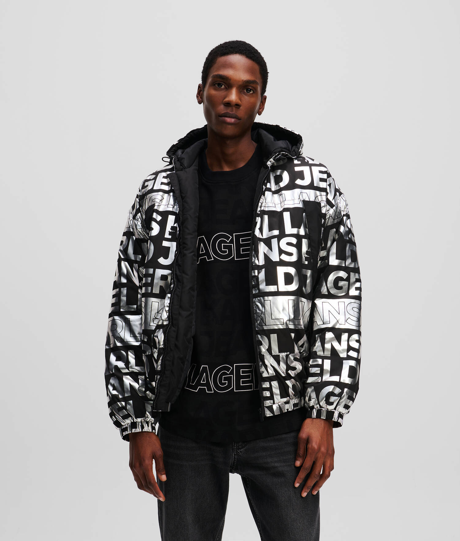 VESTE MATELASSÉE À LOGO FAÇON ALL-OVER KLJ - Pliage numérique motif all over