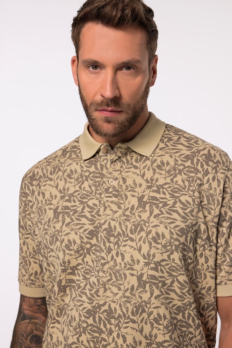 Poloshirt, Bauchfit, Piqué, floraler Print, XXL bis 8XL
