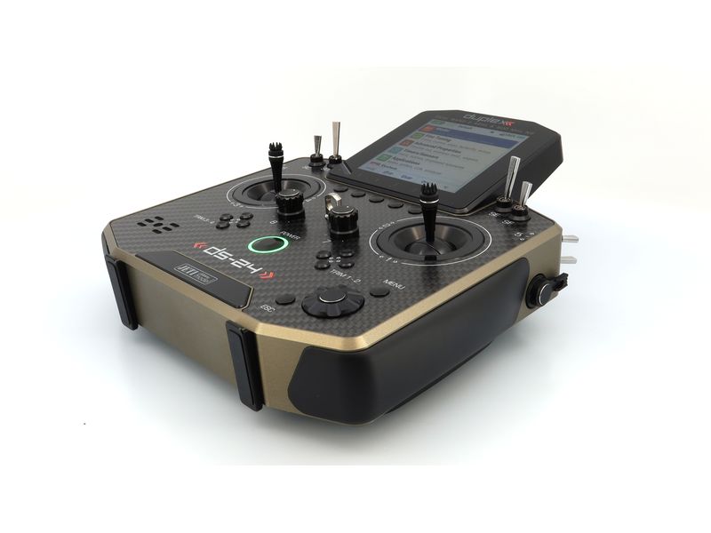 Jeti Fernsteuerung DS-24II Carbon Line Bronze 24 Kanal, Dup Professioneller 24-Kanal-Sender mit Geber auf Rückseite und Carbon-Frontplatte