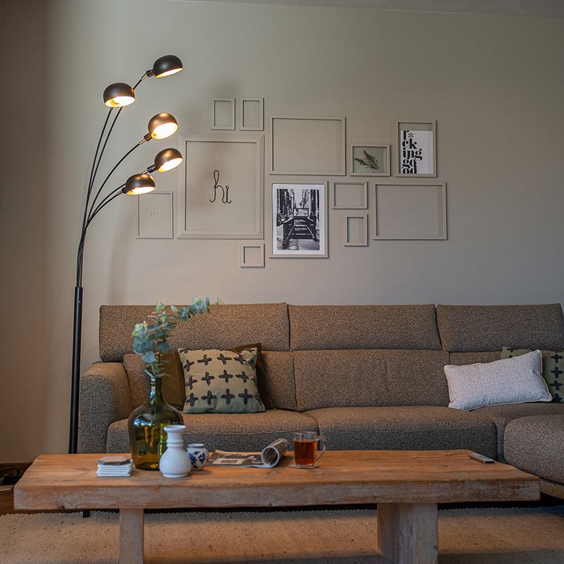 Design vloerlamp zwart 5-lichts - Sixties
