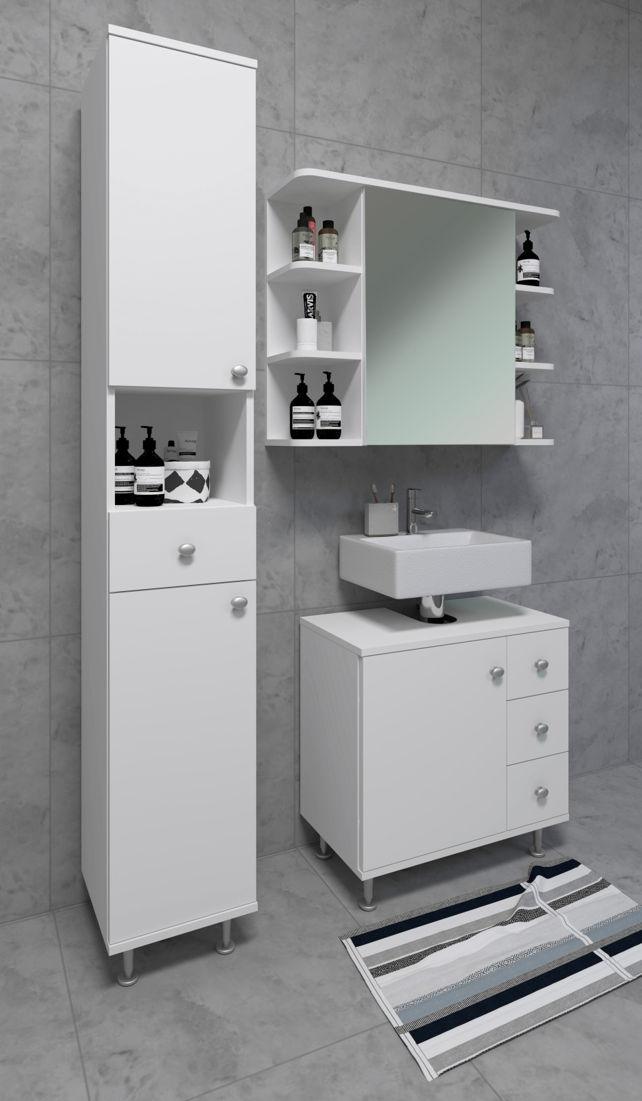Hochschrank NILOSI - weiß - 30 cm breit