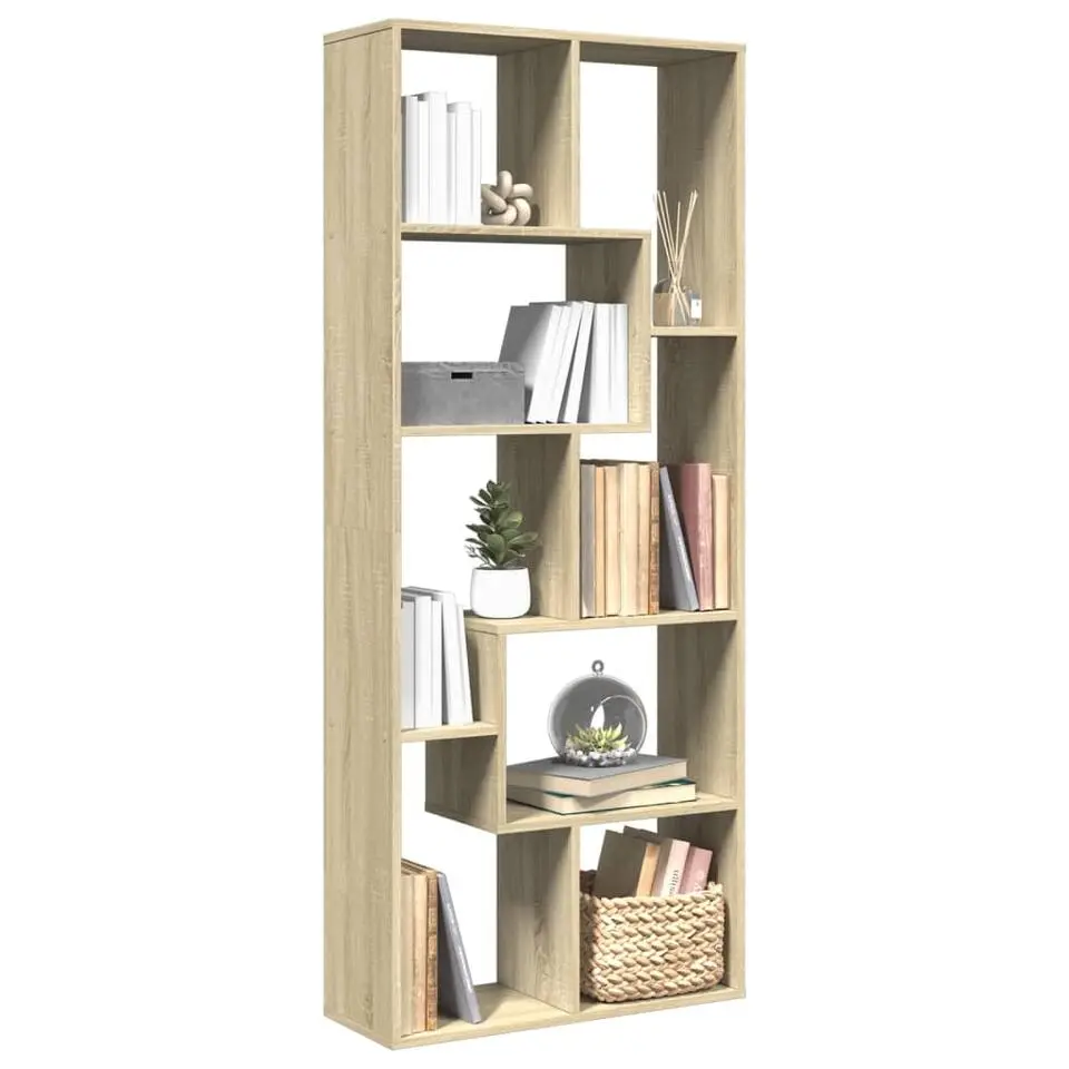 vidaXL - Boekenkast met onregelmatige vakken - Sonoma eiken - 67x25x161.5 cm