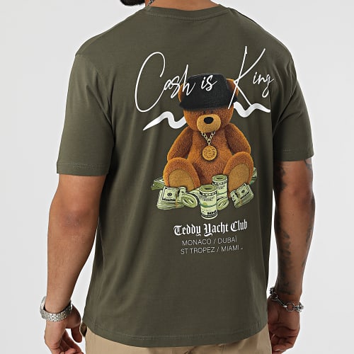Tee Shirt Oversize Large Cash Is King Vert Kaki