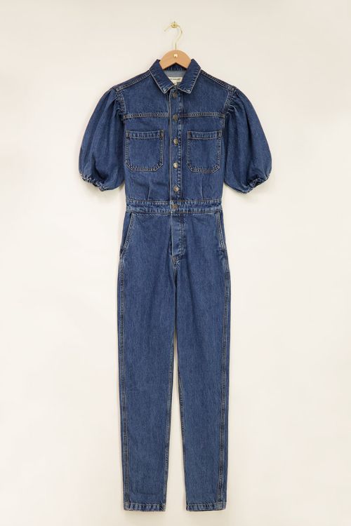 Donkerblauwe denim jumpsuit