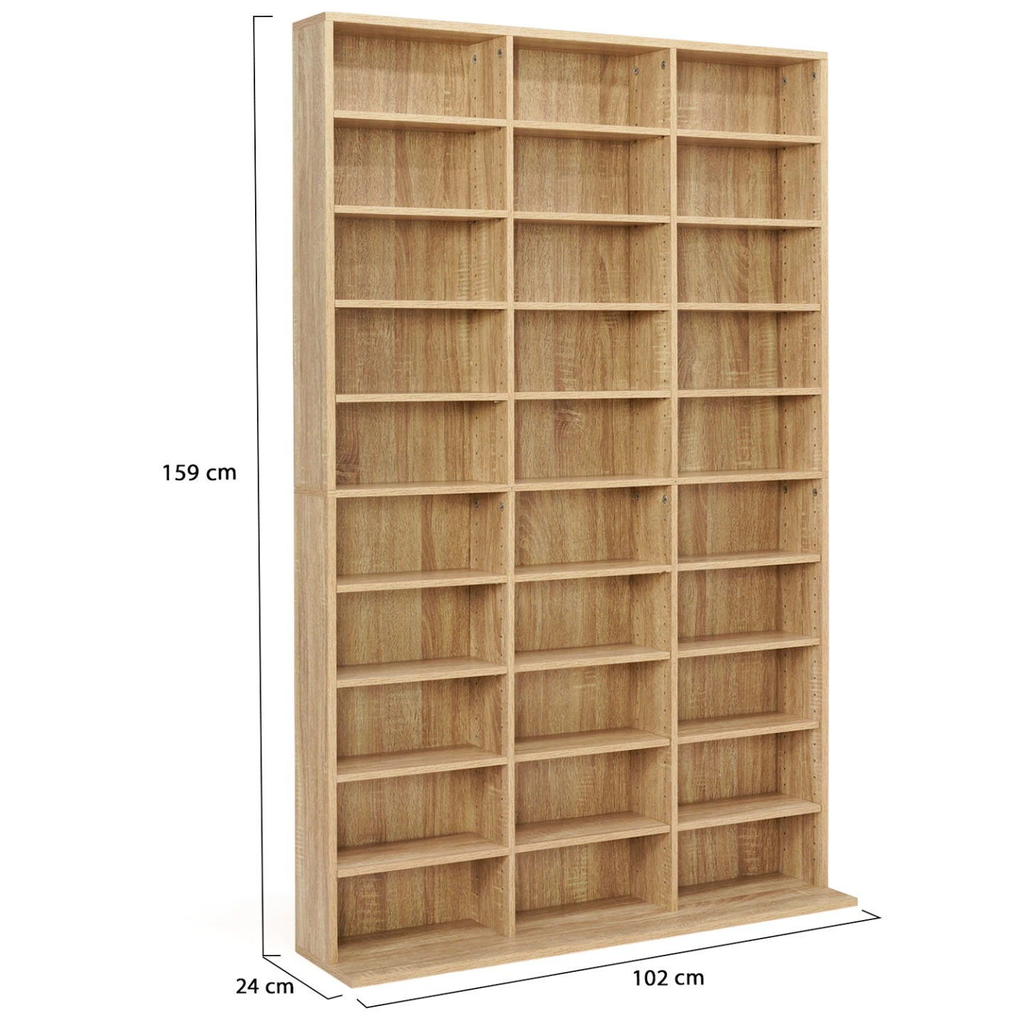 Bibliothèque étagère CD CEYLIA 30 cases avec étagères modulables effet bois