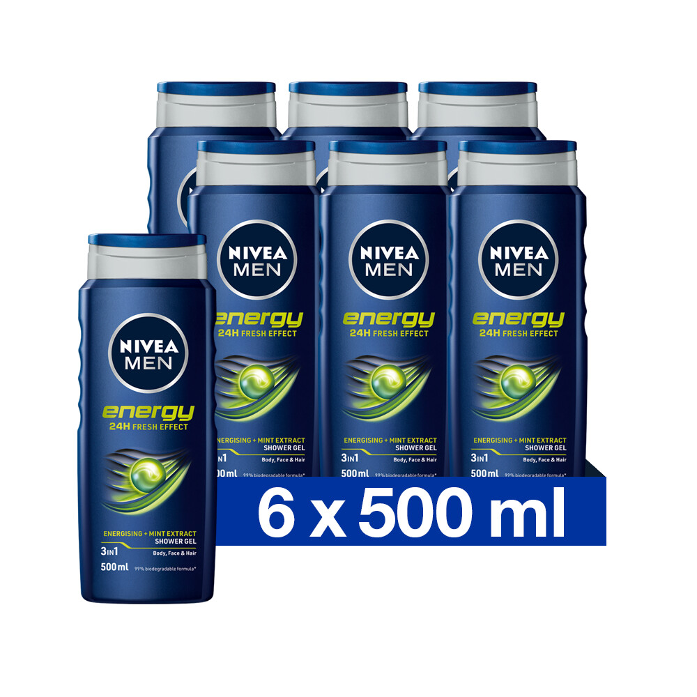 6x Nivea Men Douchegel Energy500 ml