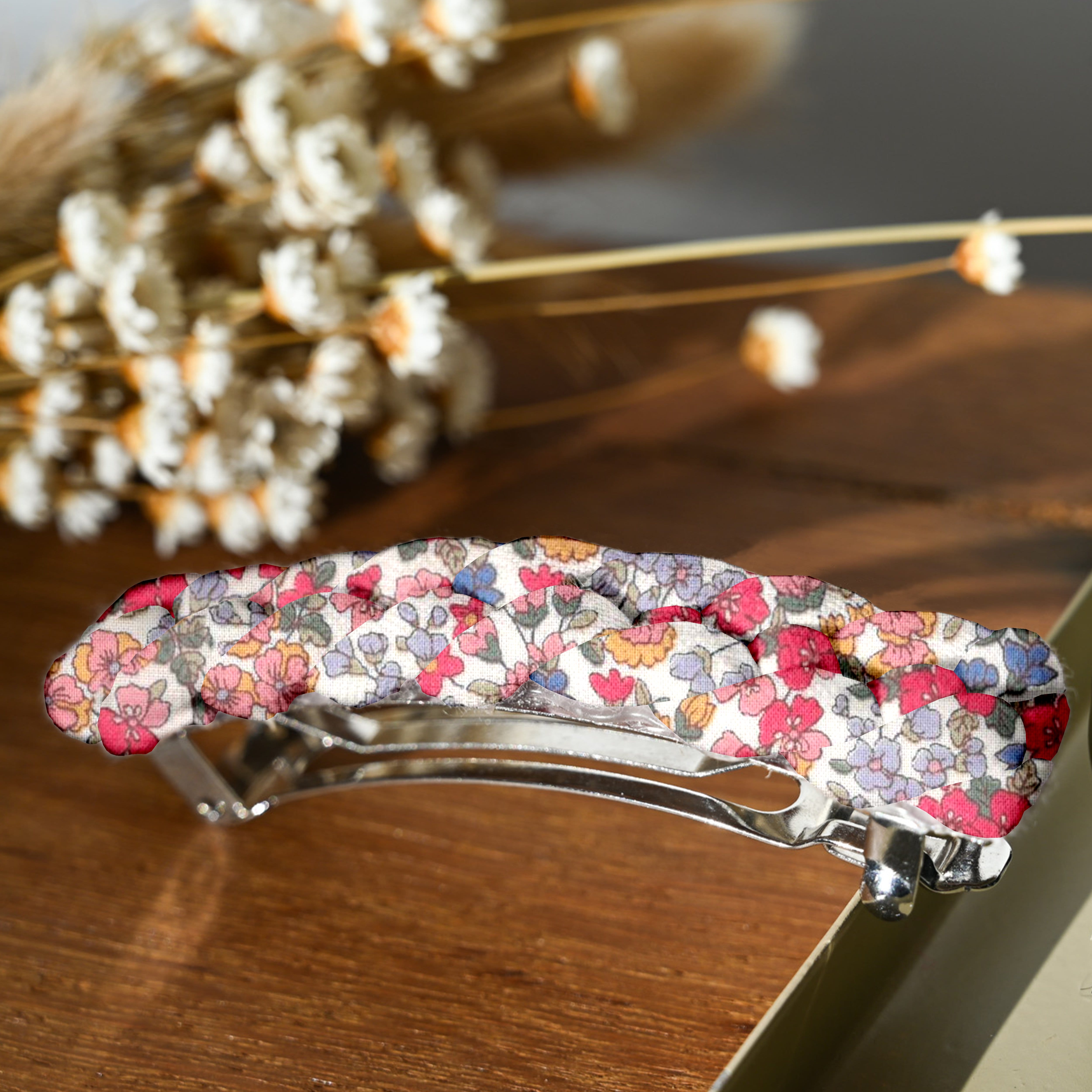 Barrette Cheveux Tressée Porcelaine Rosée