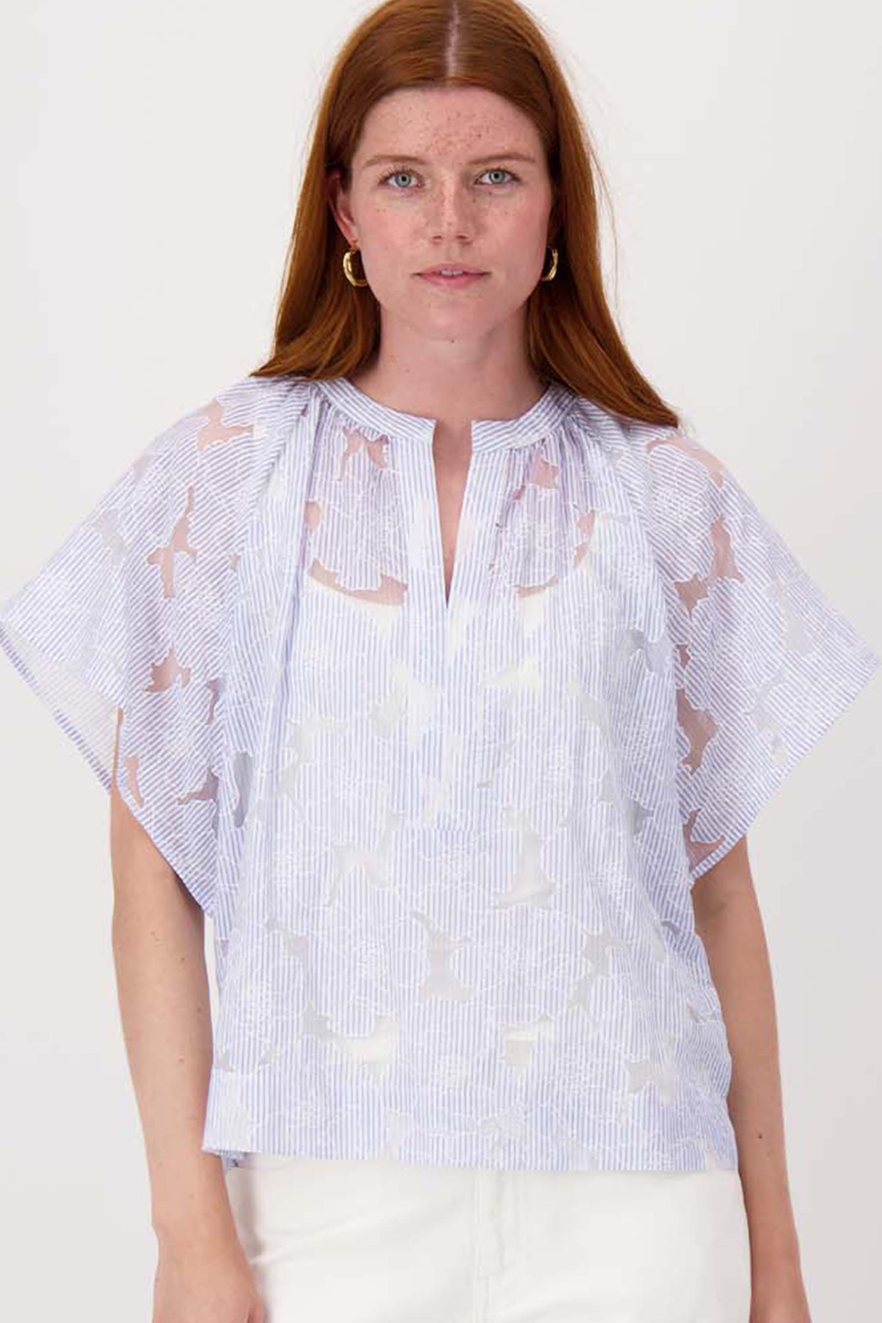 gestreepte organza blouse