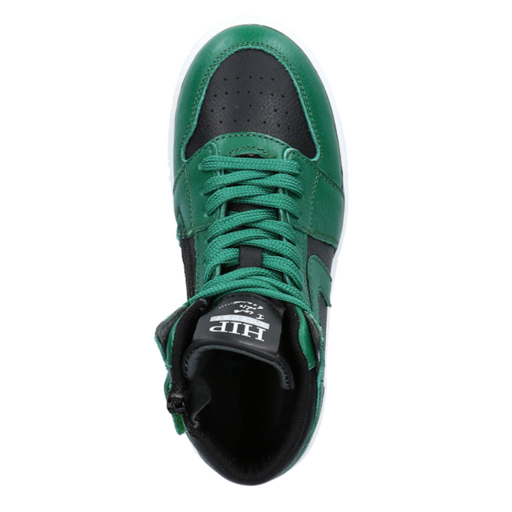 Hip leren sneakers zwart/groen
