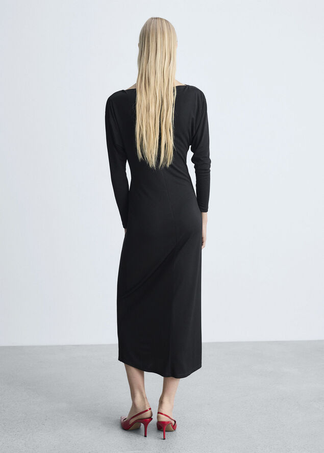 MANGO Off-the-shoulder ruffled dress Black