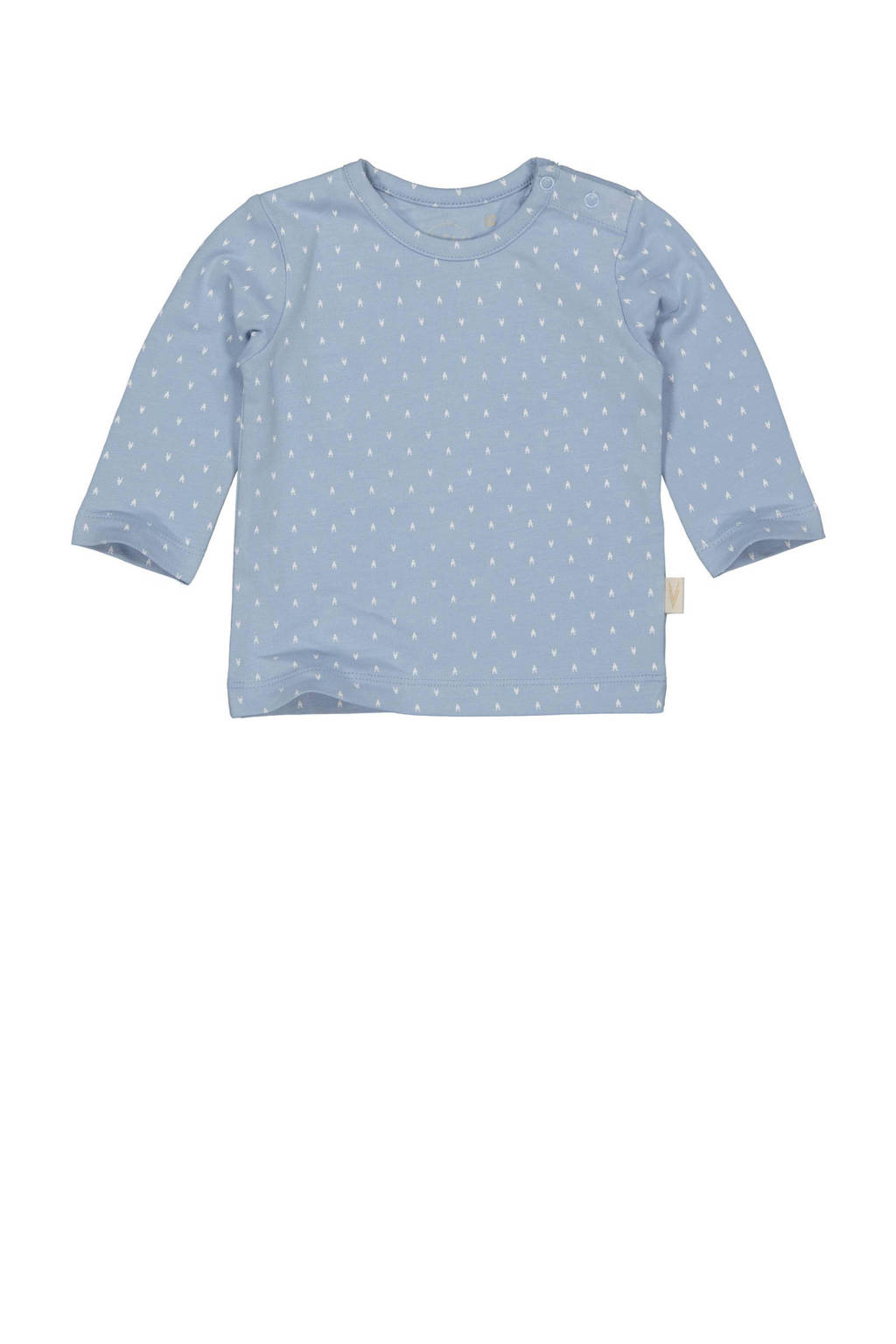 LEVV baby basic longsleeve LNELSONNOS met all over print zachtblauw/wit