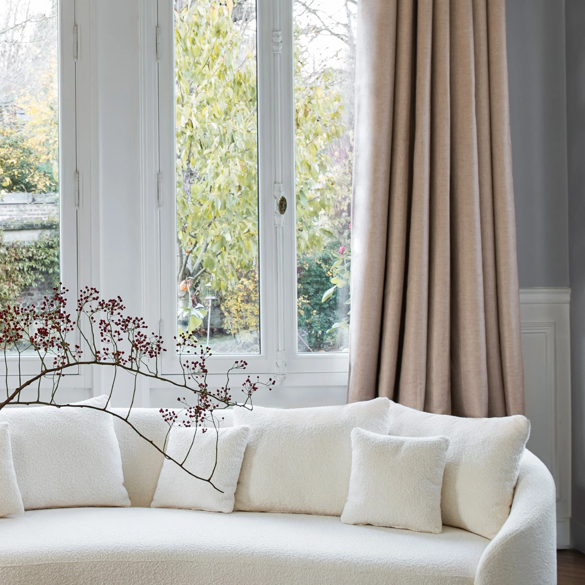 COCONUT - Rideau oeillets doublé thermique | Beige