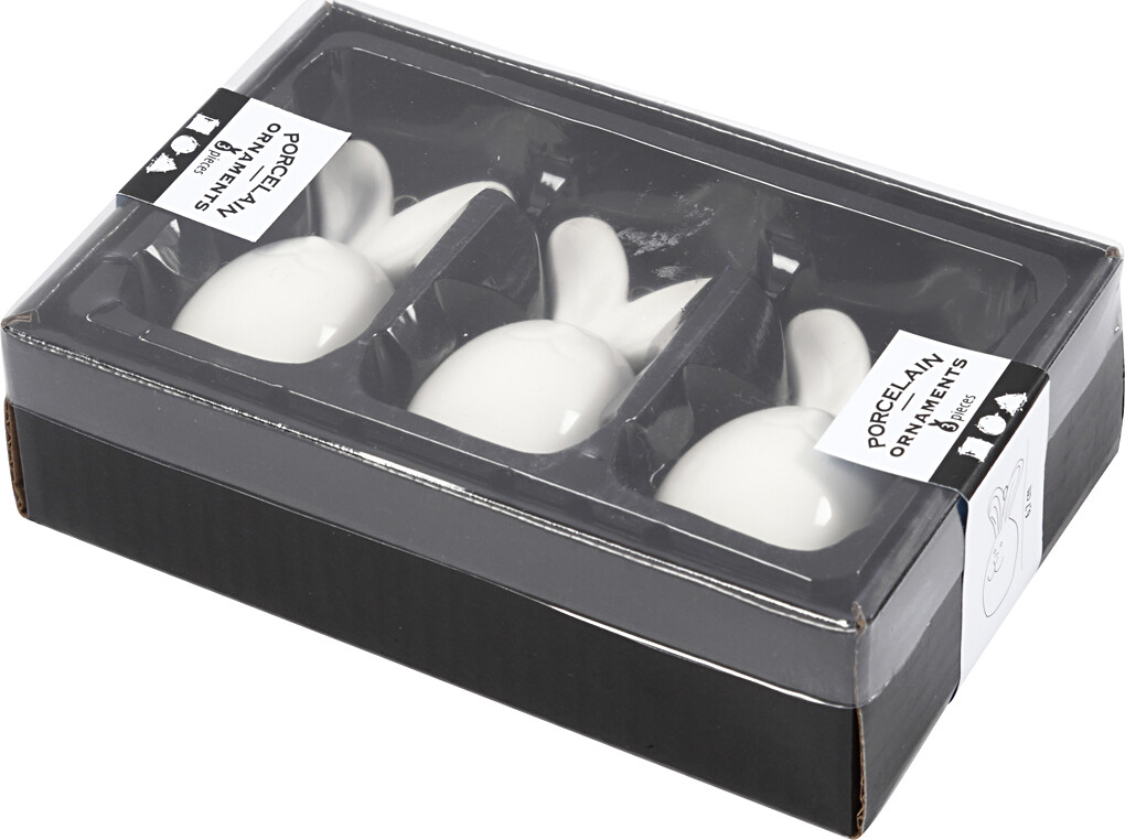 Hare - H 6,7 CM - Ø 3,6 CM - Hvid - 3 Stk