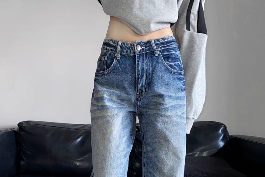 Coline - High Rise Washed Wide Leg Jeans