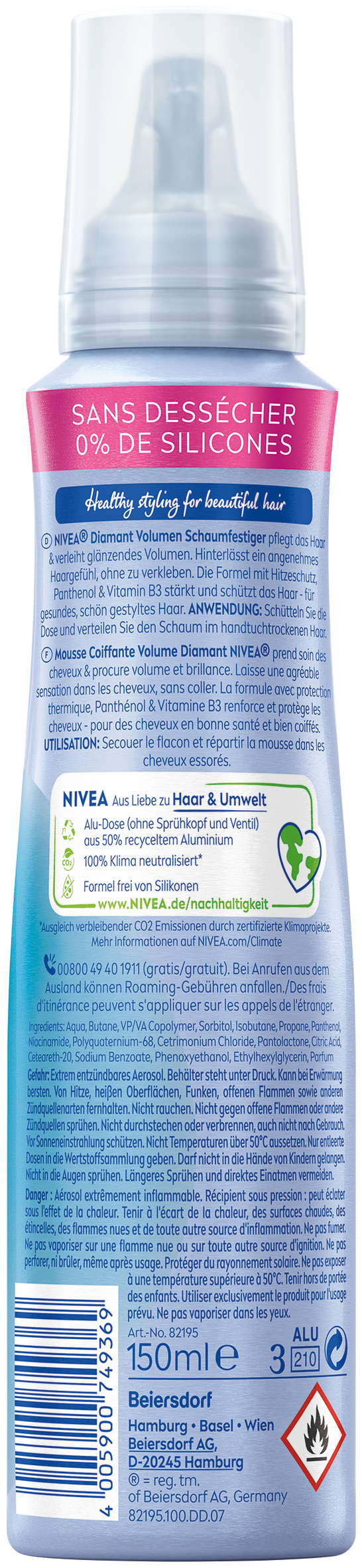 Nivea Schaumfestiger<br>150 ml, Aerosol Spray, Schaum, Diamant Volumen