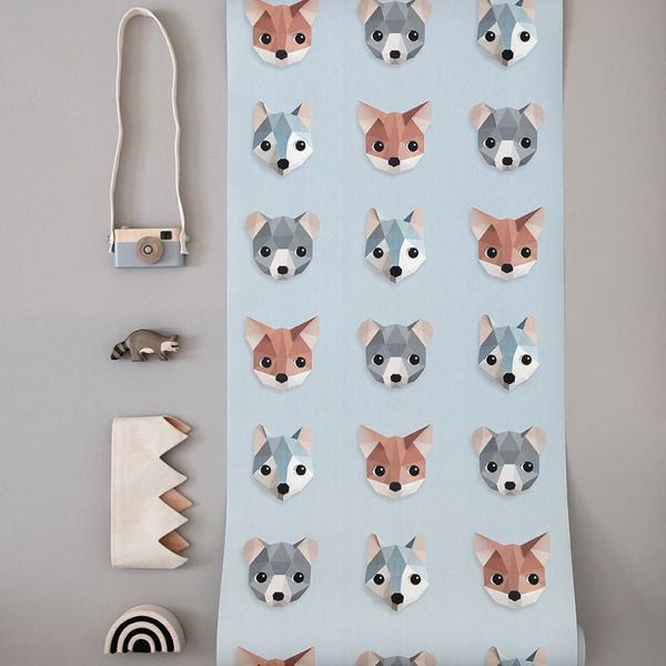 Studio Ditte Bosdieren Behang IJsblauw