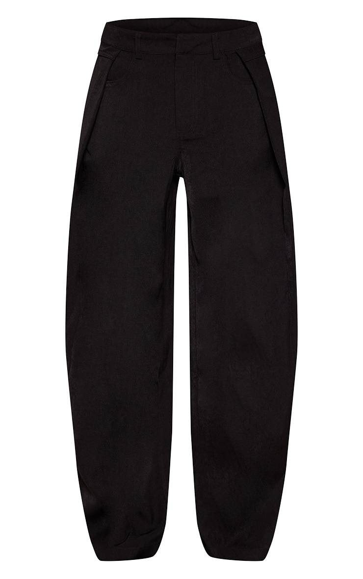 Noir Pantalon Large Tissé À Plis Latéraux